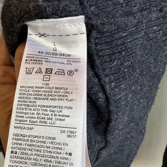 GAP | Color Block Cotton Sweater | Blue Striped Crewneck Pullover - Picture 6 of 9